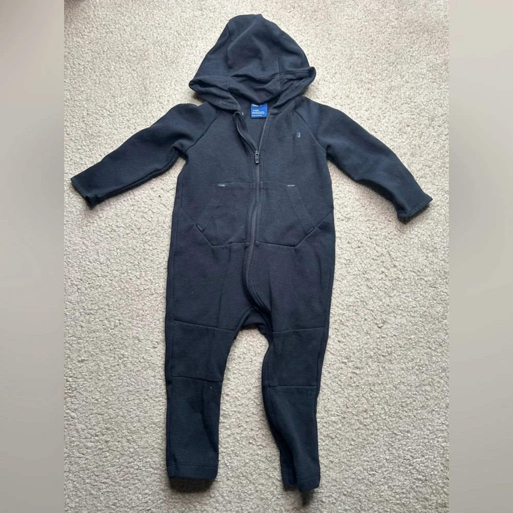 GAP Black Footies One Piece with Hood and Zipper
